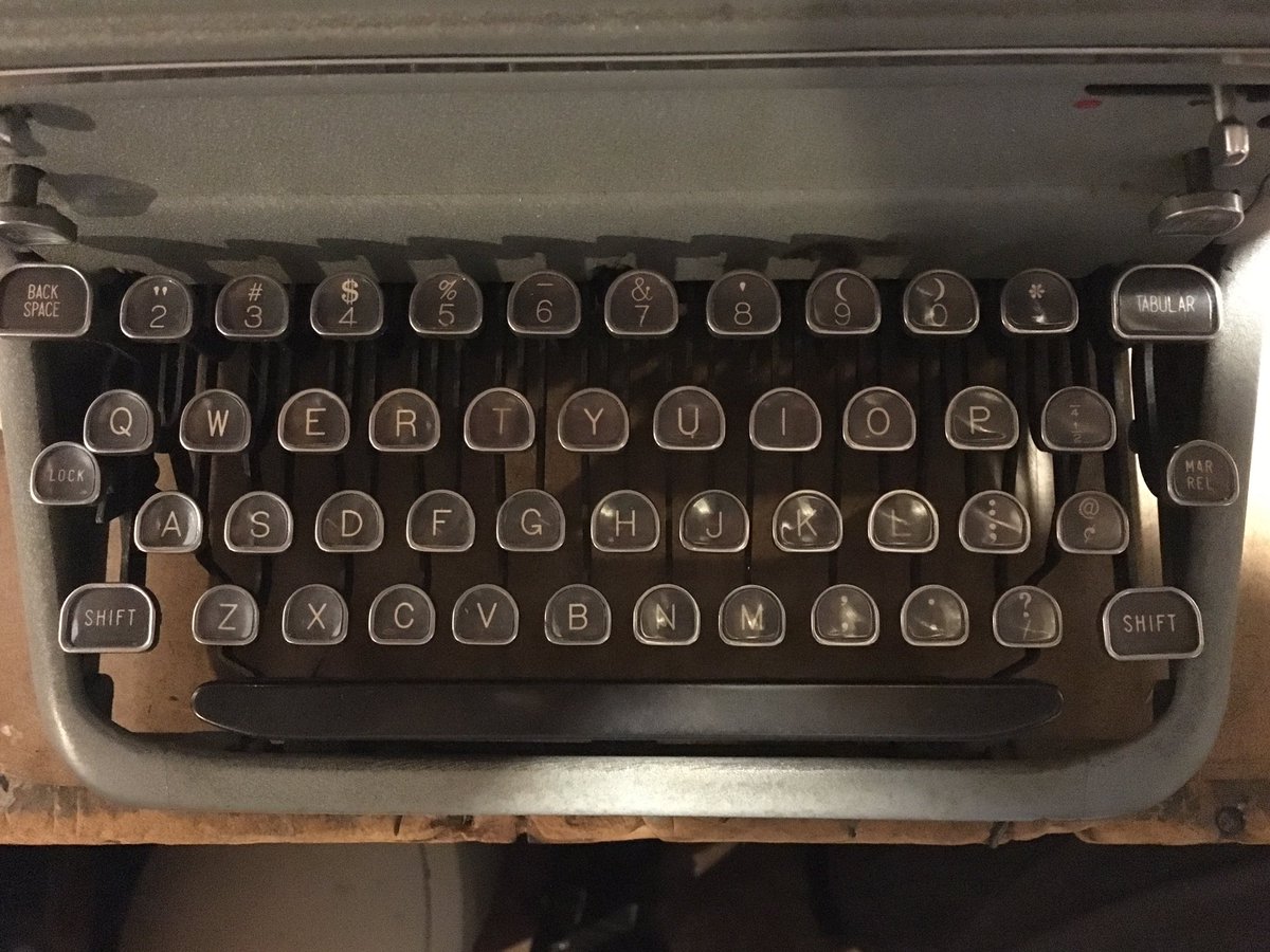 pre-1970s typewriter with no exclamation point