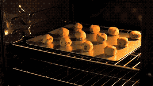 GIF of chocolate chip cookies baking